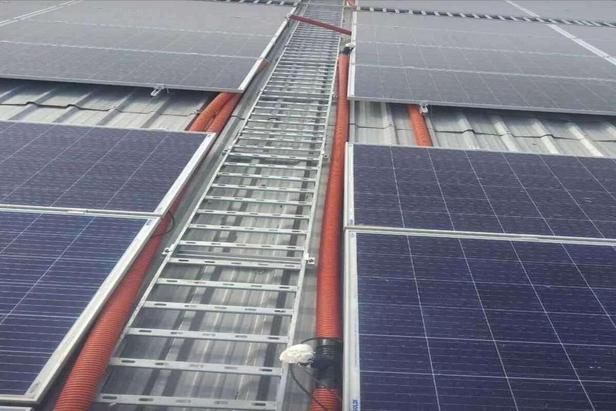 Solar EPC project construction site with large solar panel installation